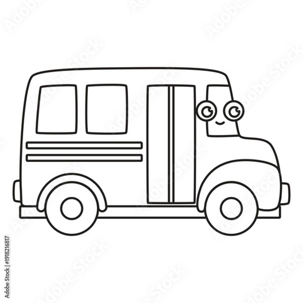 Obraz cute outline school bus character