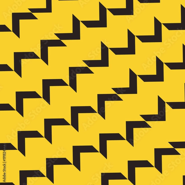 Obraz Bold Yellow and Black Zigzag Seamless Pattern Modern Geometric Abstract Background
