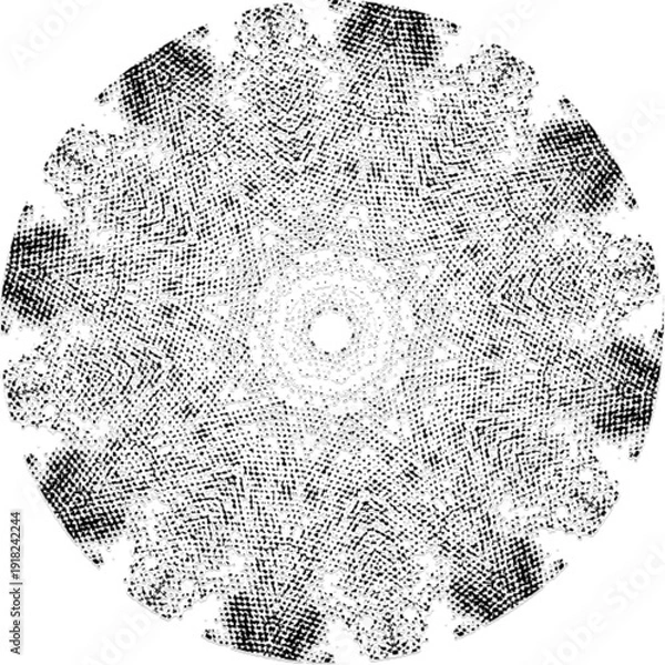 Obraz Black Halftone Dot Composition with Mandala Inspired Geometry