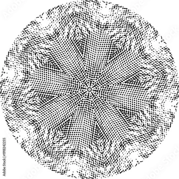 Obraz Black Halftone Dot Composition with Mandala Inspired Geometry