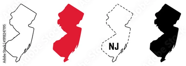 Fototapeta new jersey state map icon set