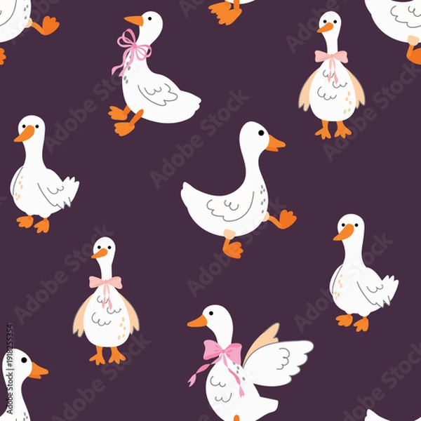 Obraz Goose with pattern. Design for fabric, textiles, wallpaper, packaging	