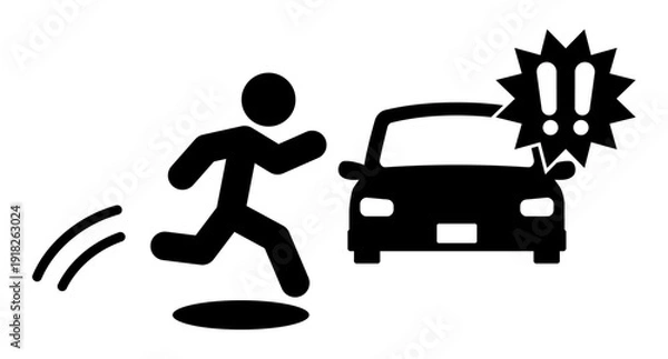 Fototapeta 車の前方に飛び出す人物