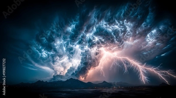 Obraz Thunderstorm lightning. Perfect for background