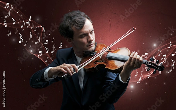 Fototapeta Lonely composer playing on violin