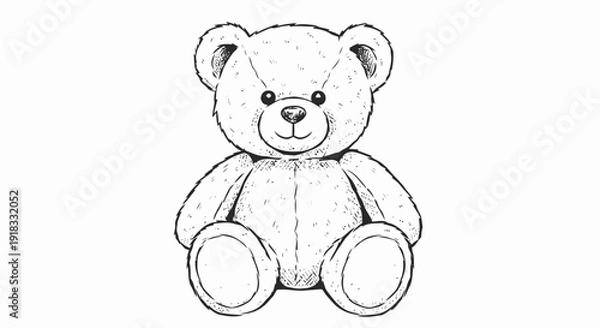 Obraz Teddy Bear Sitting Illustration Simple Design.
