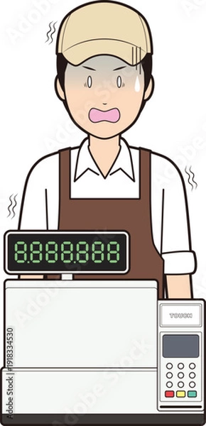 Obraz レジスターと男性カフェ店員⑤