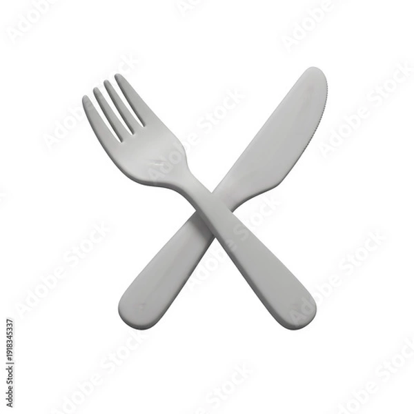 Obraz Crossed silverware on table setting