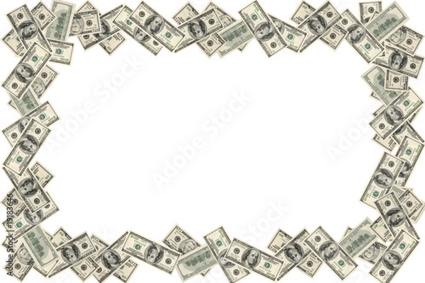 Obraz Frame of dollars on white background