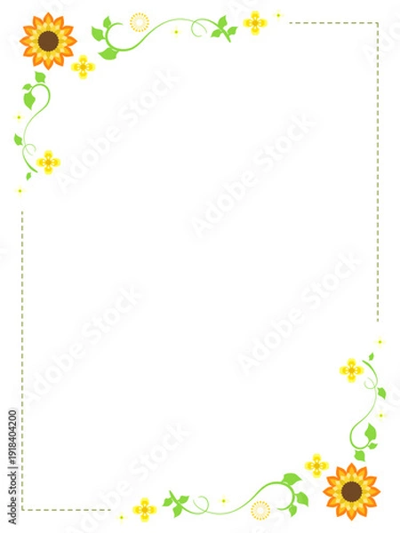 Obraz 黄色い花と植物の装飾テンプレート