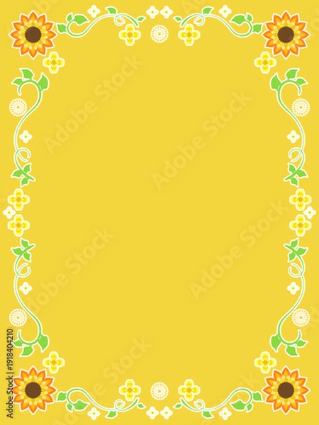 Obraz 黄色い花と植物の装飾テンプレート