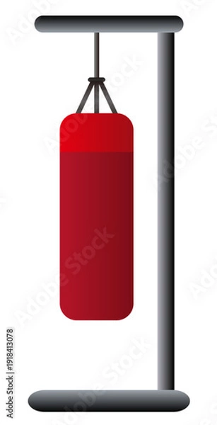 Obraz ボクシング等のスポーツ、格闘技で使うサンドバッグを赤、黒、灰色の配色でグラデーション効果も付けてデザインしたベクターのイラストのグラフィック素材