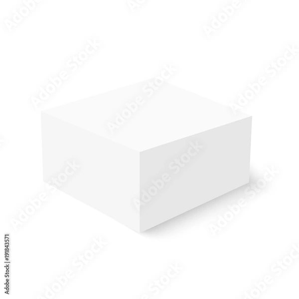 Obraz White cardboard box template with soft shadow. Vector mock up