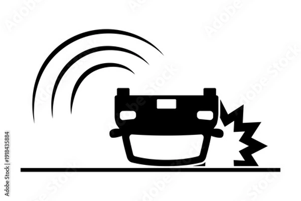 Fototapeta 横転する車のシルエット