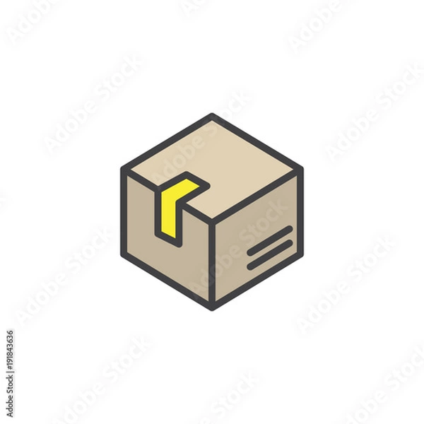 Fototapeta Delivery box filled outline icon, line vector sign, linear colorful pictogram isolated on white. Box, package, parcel symbol, logo illustration. Pixel perfect vector graphics