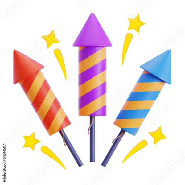 Obraz Celebration Fireworks 3D Illustration