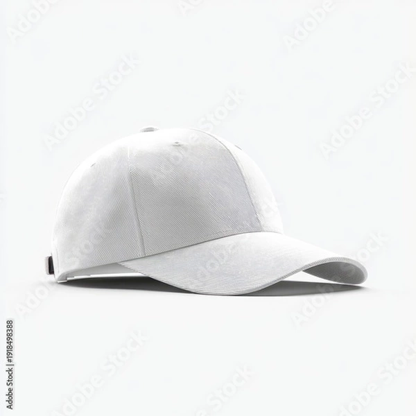 Obraz A simple white baseball cap isolated on a plain white background
