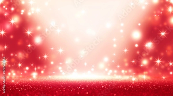 Obraz 母の日やバレンタイン、クリスマス　赤とゴールドの輝く光の粒子とボケ味の華やかなバックグラウンド素材