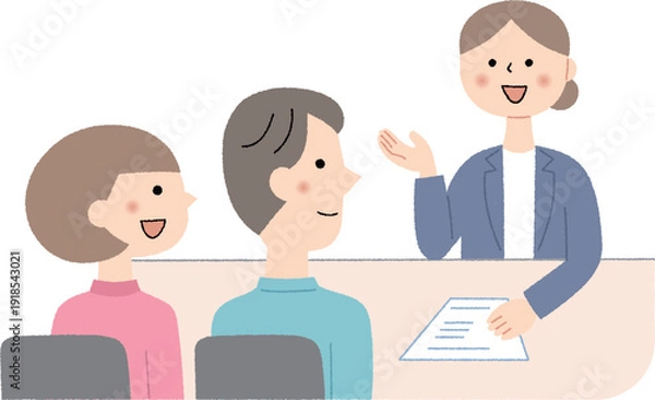 Obraz 説明を聞く若い夫婦