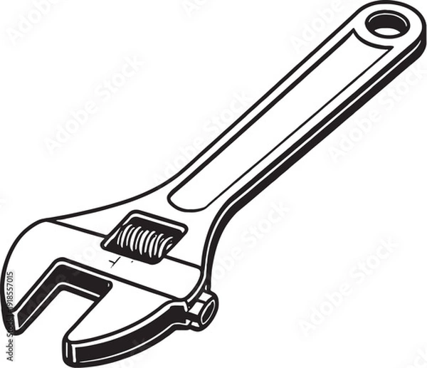 Obraz Adjustable Wrench Line Art Icon