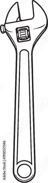 Obraz Adjustable Wrench Line Art Top View