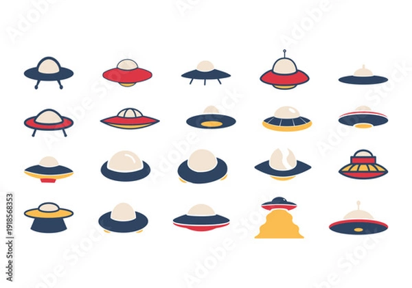 Obraz Retro UFO Element Icon Set