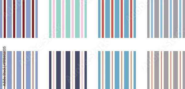 Obraz 縦縞ストライプ柄模様シームレスパターンスウォッチセット