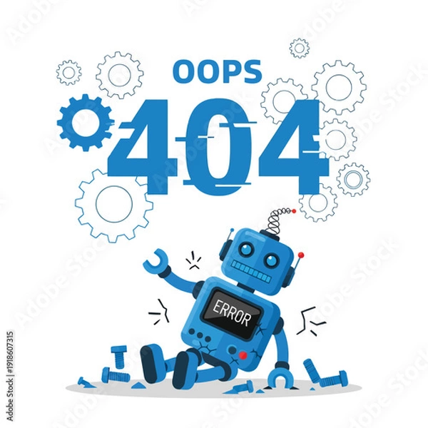 Obraz Oops 404 Broken Robot Page Not Found