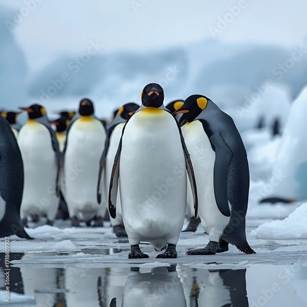 Obraz two penguins on the snow