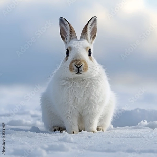 Obraz white rabbit in the snow