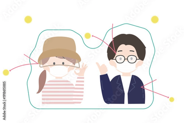Obraz 花粉症対策を万全にしている男女｜花粉ブロックのイメージ