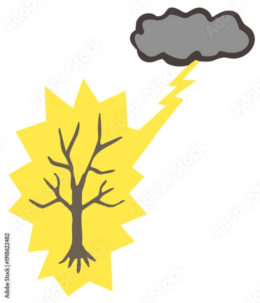 Obraz 雷に直撃された木のベクターイラスト