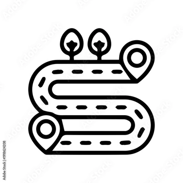 Fototapeta Winding Route Map Navigation