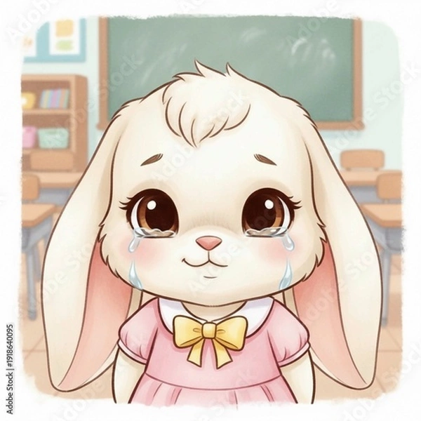 Obraz A sad bunny in a class room 