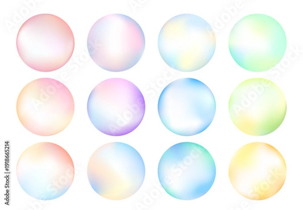 Obraz グラデーションのカラフルな円形ベクターアイコンセット。