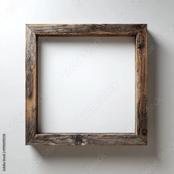 Obraz Rustic wooden frame with aged texture, casting a subtle shadow