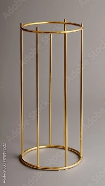 Obraz Cylindrical gold metal frame with openwork design