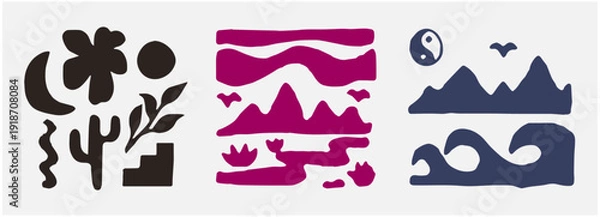 Obraz doodle beach nature hand draw illustration vector