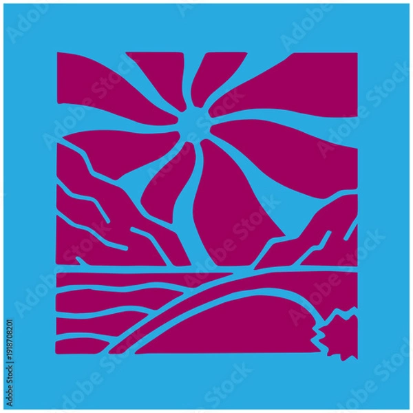 Obraz doodle beach nature hand draw illustration vector