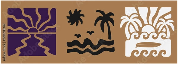 Obraz doodle beach nature hand draw illustration vector