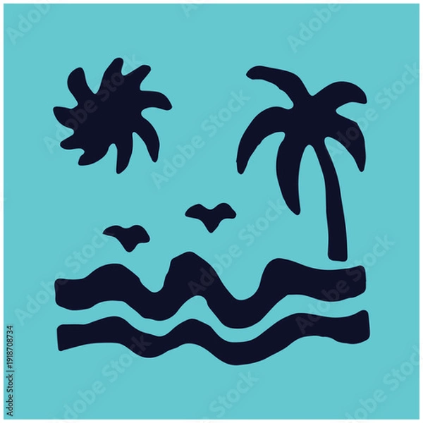 Obraz doodle beach nature hand draw illustration vector