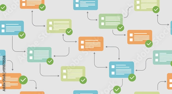 Obraz Streamlined Digital Workflow Process with Connected Data Blocks and Successful Task Completion