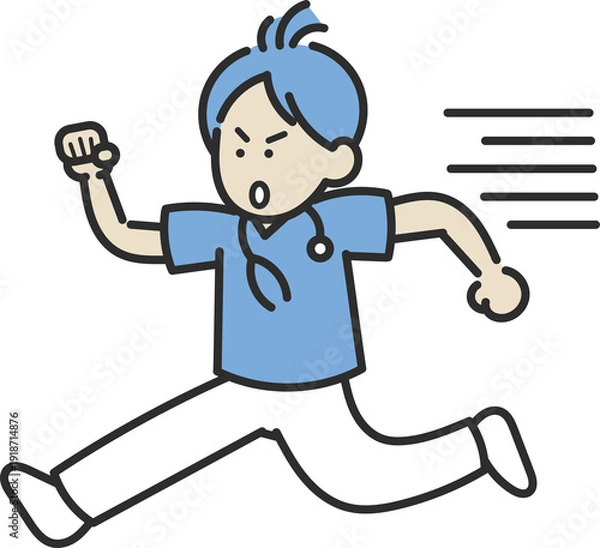 Obraz 忙しく走り回る医師のイラスト