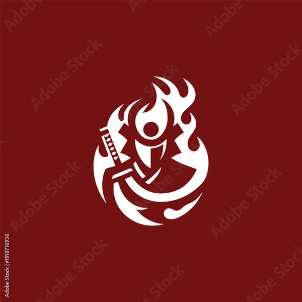 Fototapeta Samurai Burning Logo