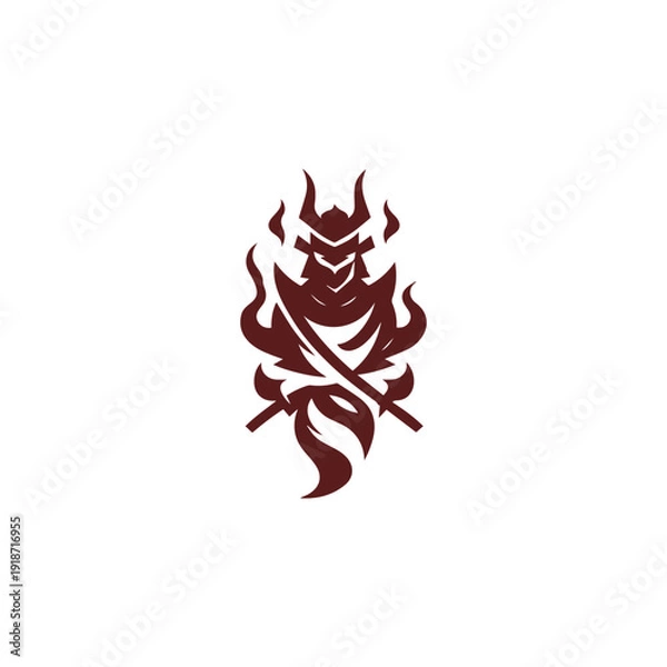 Fototapeta Samurai Burning Logo