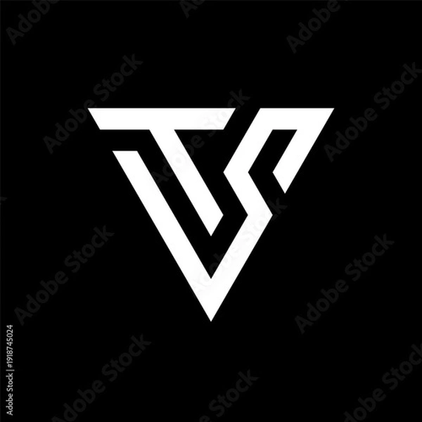 Obraz Letter TS or ST triangle monogram logo design