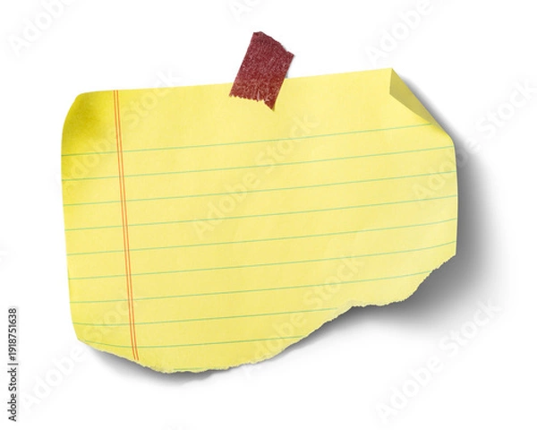 Obraz テープで貼り付けられた、メモ帳の断片