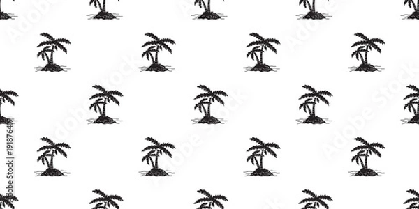 Fototapeta Coconut tree Seamless Pattern palm vector island isolated wallpaper background white