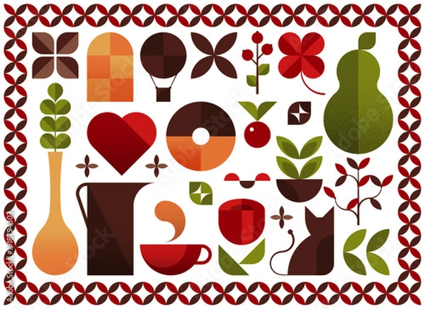 Obraz ミッドセンチュリータッチのライフスタイルベクターイラスト