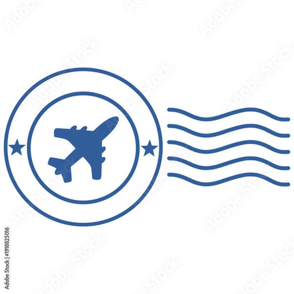 Obraz Airmail Stamp Postage Postal Illustration Icon Vector